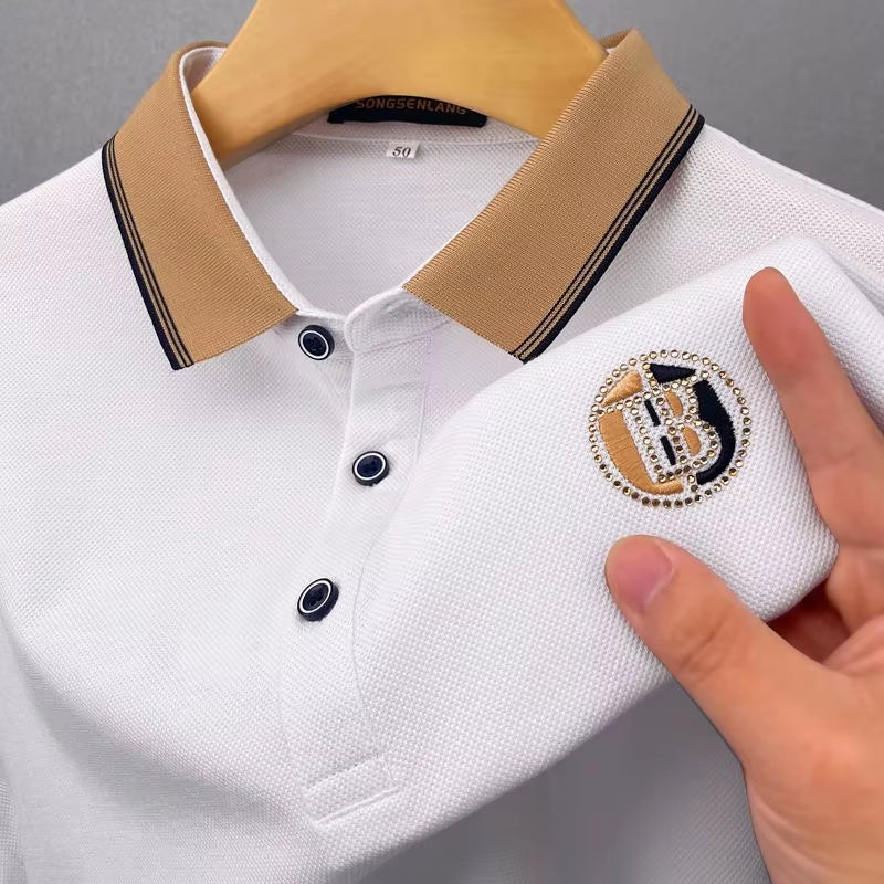 Summer Men'S Short-Sleeved T-Shirt Casual Business Fashion Loose Lapel Embroidered POLO Shirt Breathable Men'S Shirt