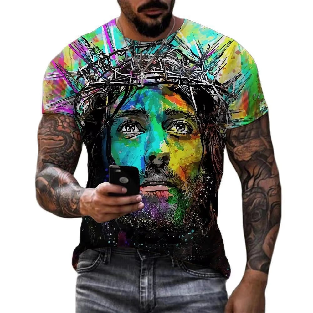 Jesus Christ T Shirts Men Women Clothing Summer Fashion Harajuku T-Shirt Cool Tee Shirt Homme 3D Print Streetwear Oversized Tops