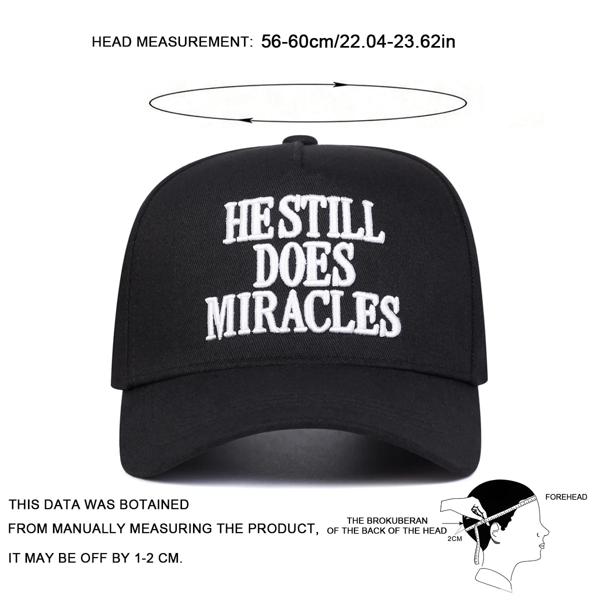 Unisex HESTILL DOES MIRACLES Embroidery Baseball Caps Spring and Autumn Outdoor Adjustable Casual Hats Hip Hop Hat Sunscreen Hat