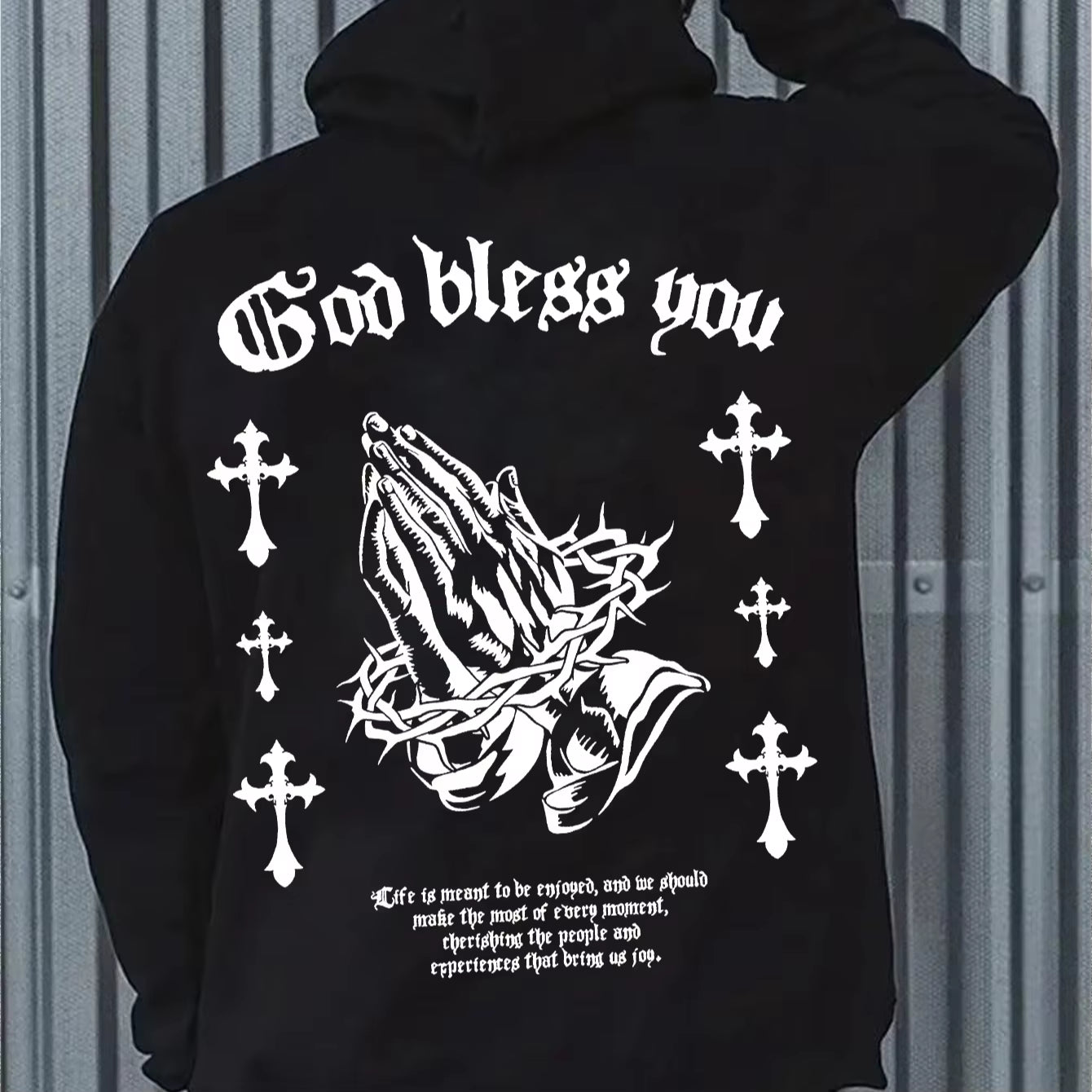 Men'S Retro Black Hoodie Fashionable Jesus Graphic Hoodies and Sweatshirts Men'S Spring and Fall Sweatshirts