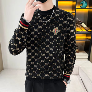 Men's Long Sleeve Slim Fit Knitted Sweater - Round Neck Winter Wear