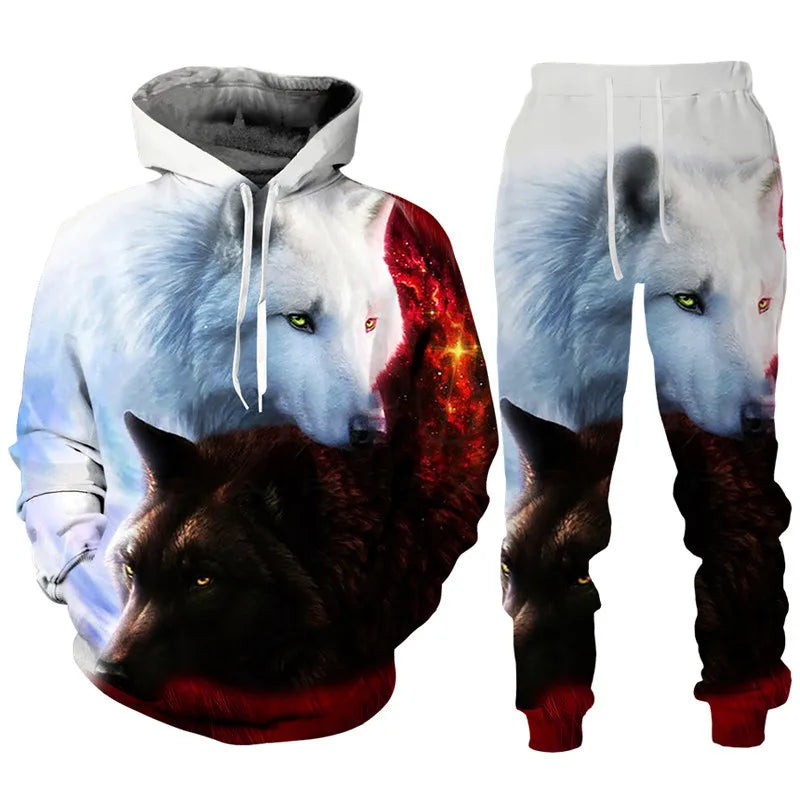 Lone Wolf Hot Selling 3D Sweatpant Sweatshirt Set