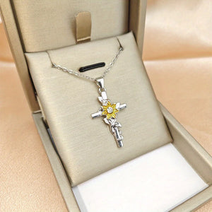 Sunflower Cross Pendant Necklace