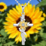 Sunflower Cross Pendant Necklace