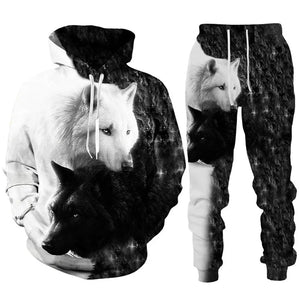 Lone Wolf Hot Selling 3D Sweatpant Sweatshirt Set