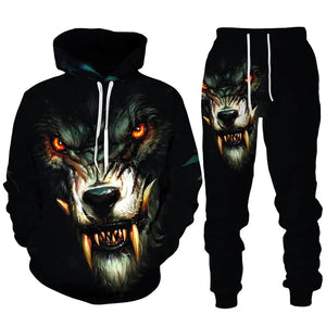 Lone Wolf Hot Selling 3D Sweatpant Sweatshirt Set