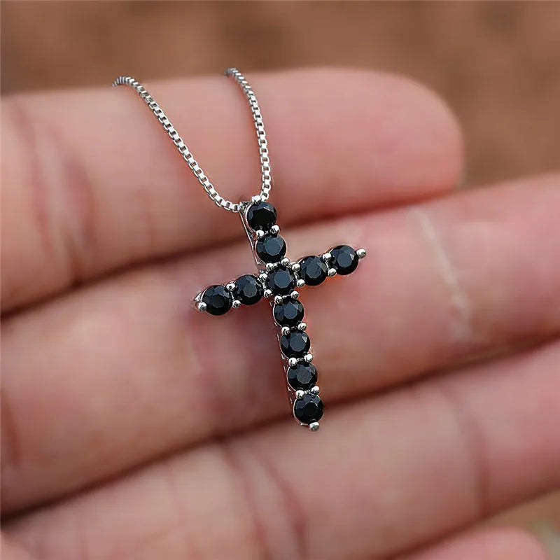 Luxury Female Crystal Blue Purple Pendant Necklace Charm Silver Color Chain Zircon Stone Wedding Jewelry for Women