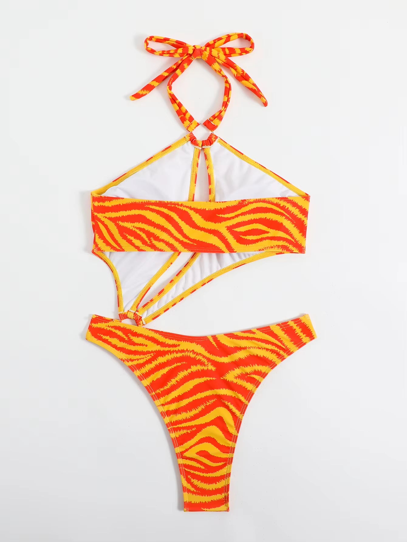 Hot Selling Swim Suit Monokini 2024 Swimming Suit for Women Striped Print One Piece Swimsuit Beachwear High Cut Bathing Suit