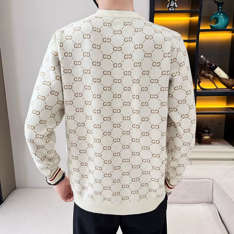 Men's Long Sleeve Slim Fit Knitted Sweater - Round Neck Winter Wear