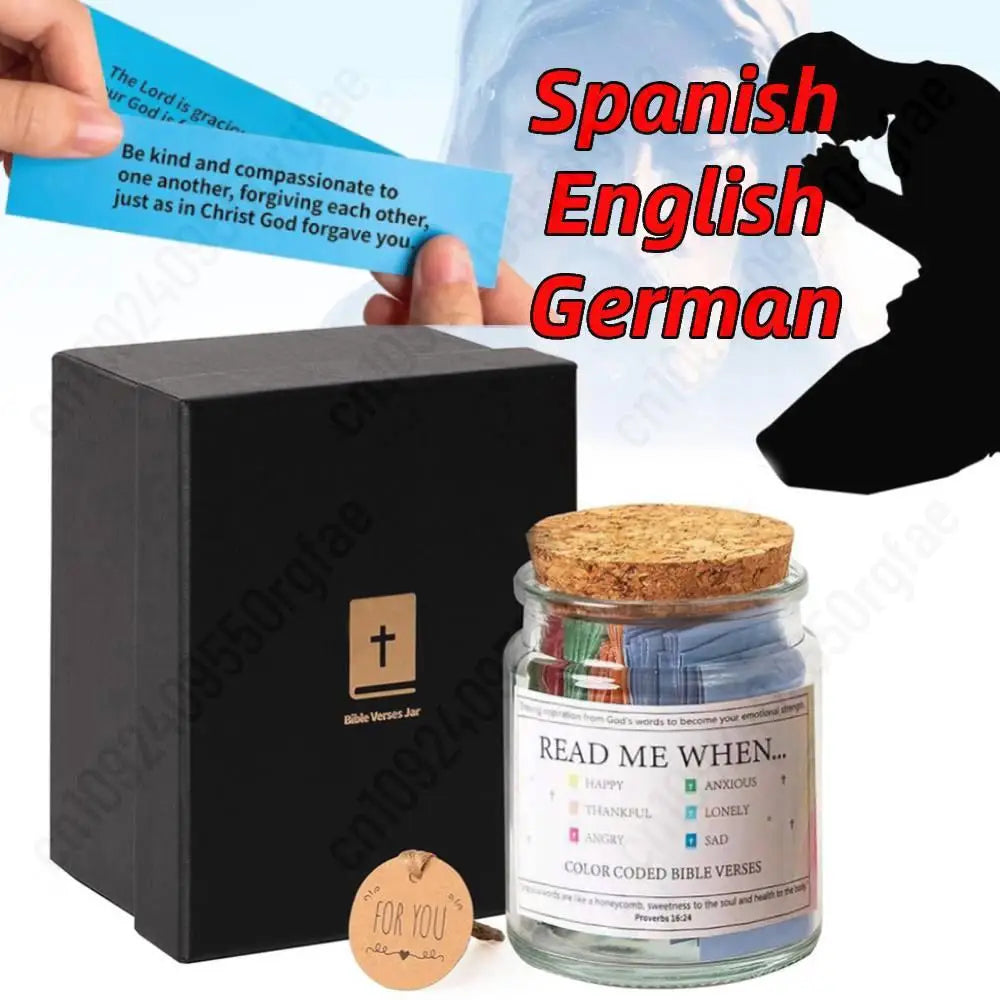 Bible Verses in a Jar Bible Verse Jar Spanish English Christian Scripture Prayer Hope Jar for Spiritual Growth Christian Gifts