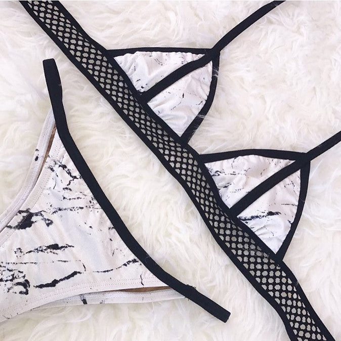 Black & White Marbel Bikini Set