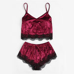 Sexy Velvet & Lace Pajama Set