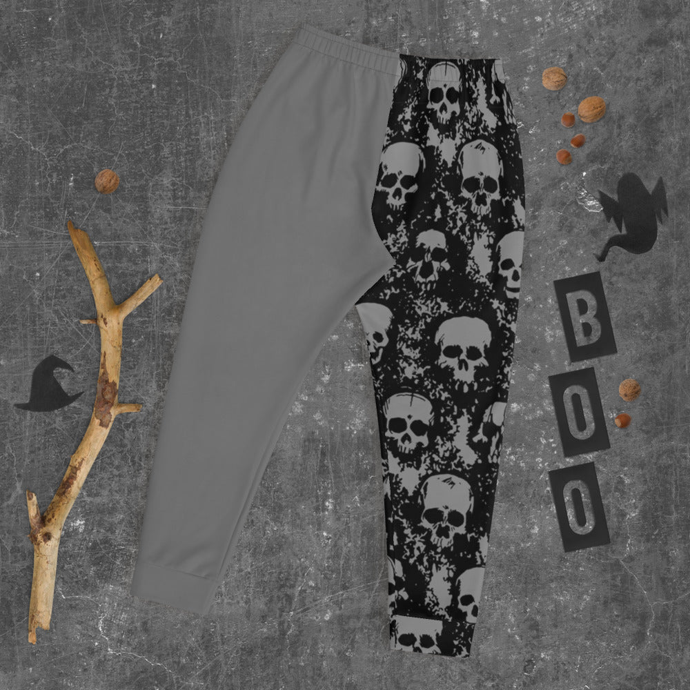 Skull Print Half Grey Men's Joggers