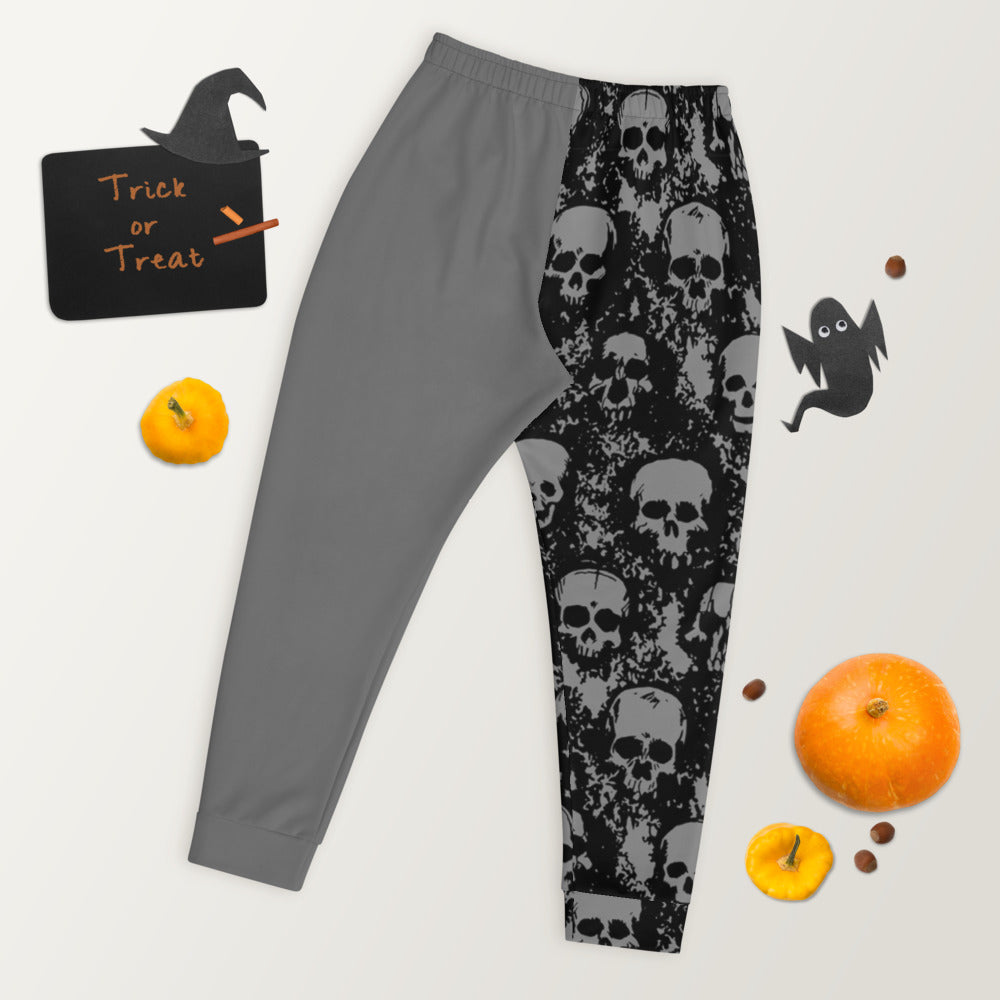 Skull Print Half Grey Men's Joggers