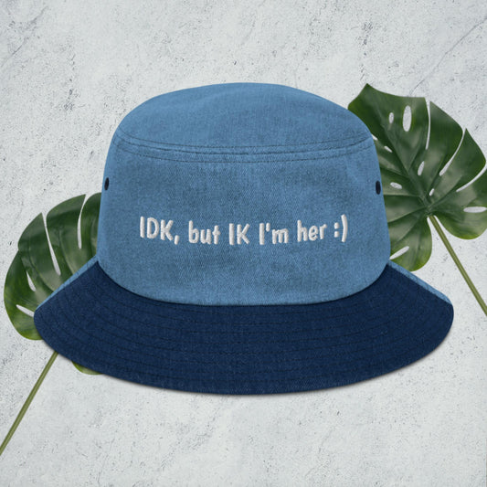 I Am Her Denim bucket hat