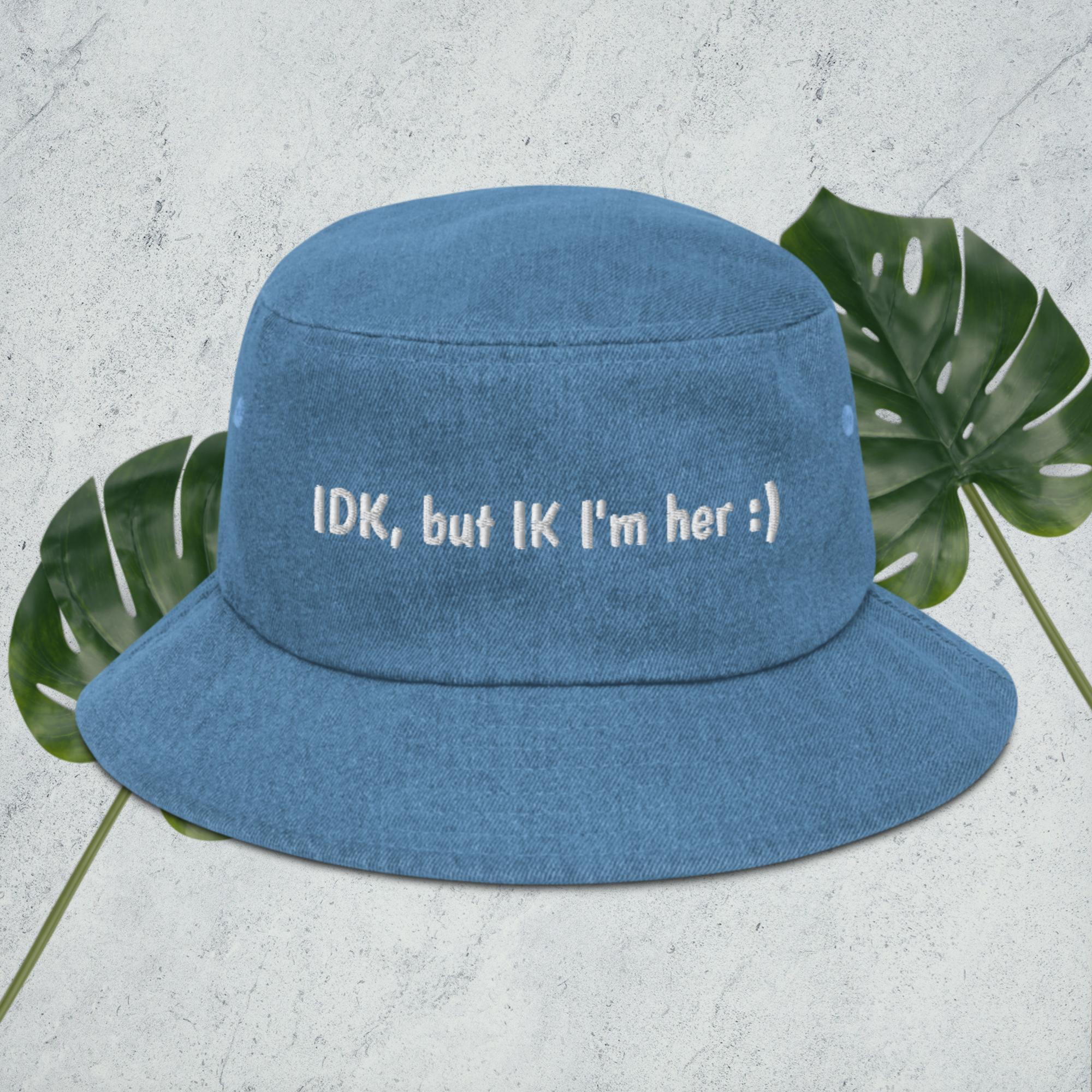 I Am Her Denim bucket hat