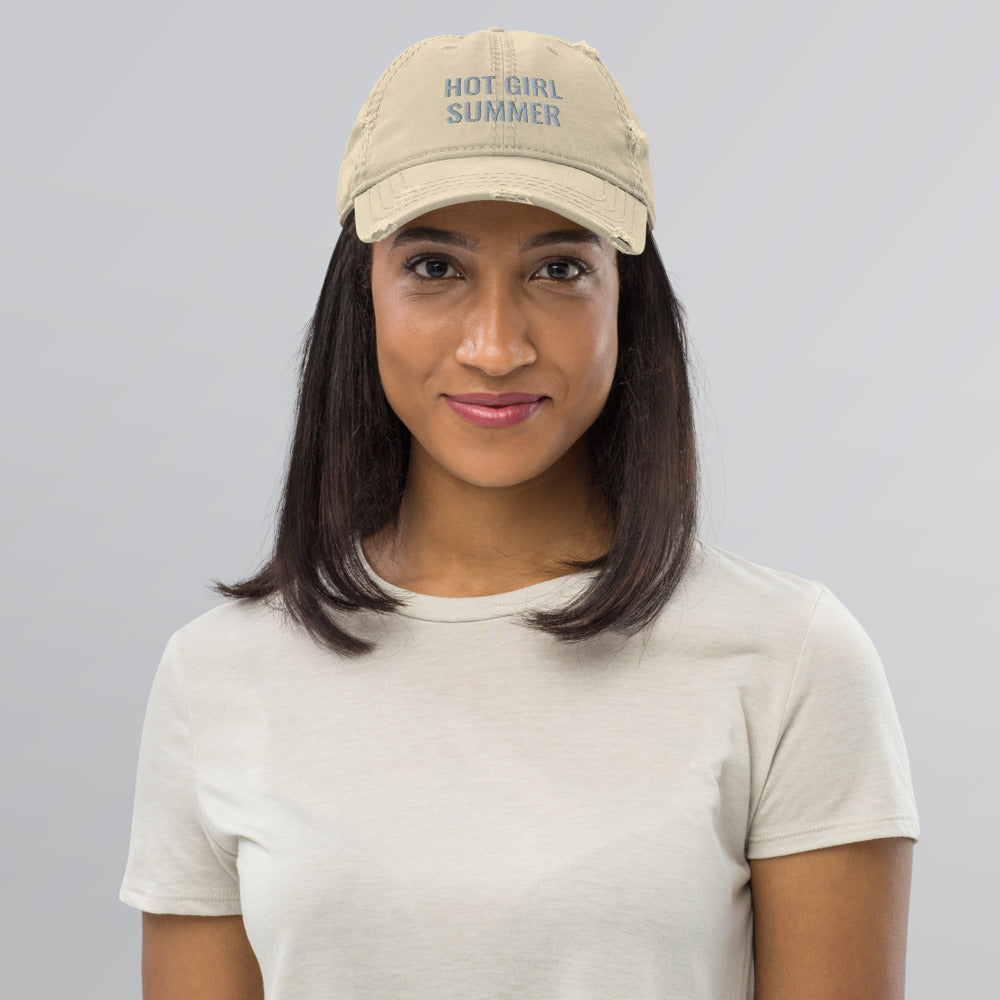 Hot Girl Summer Silver Distressed Dad Hat