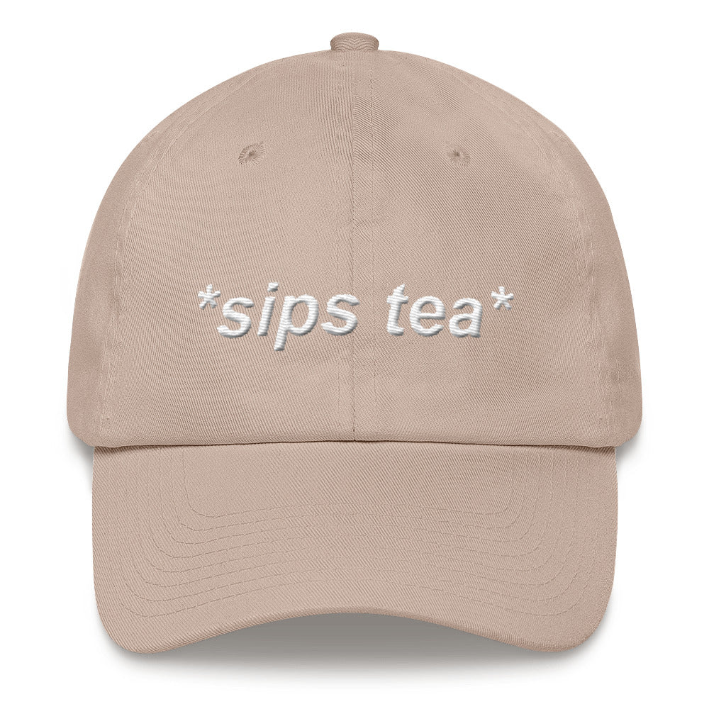*sips tea* white embroidery dad hat