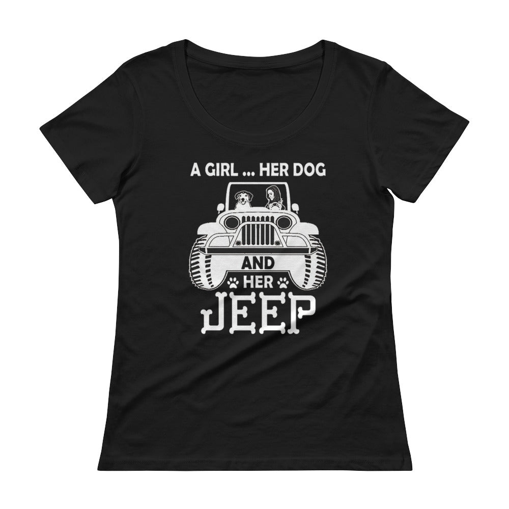 Dog & Jeep Love Ladies' Scoopneck T-Shirt