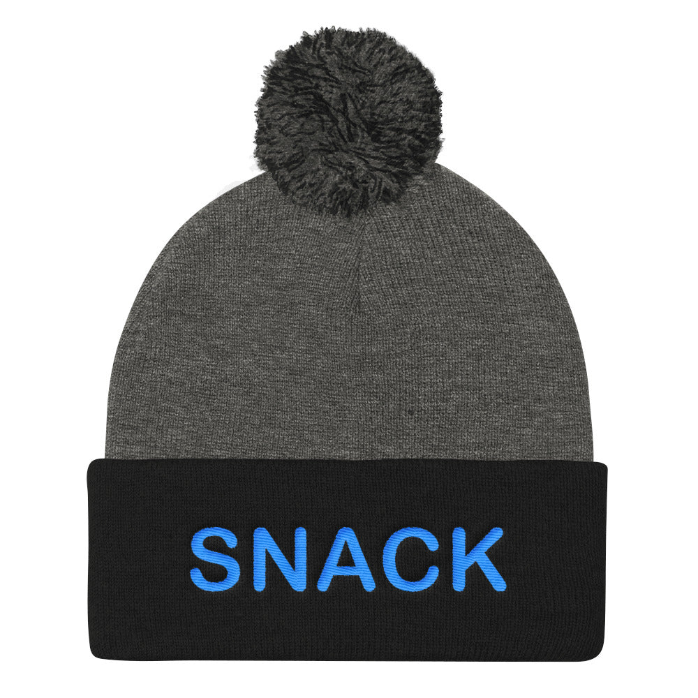 Snack Pom Beanie (blue embroidery)